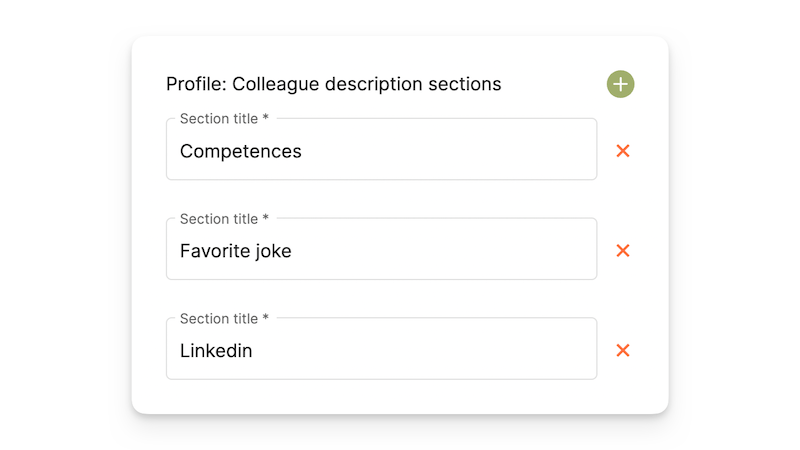 Peerdom screenshot of the settings to allow to add sections to people's profile